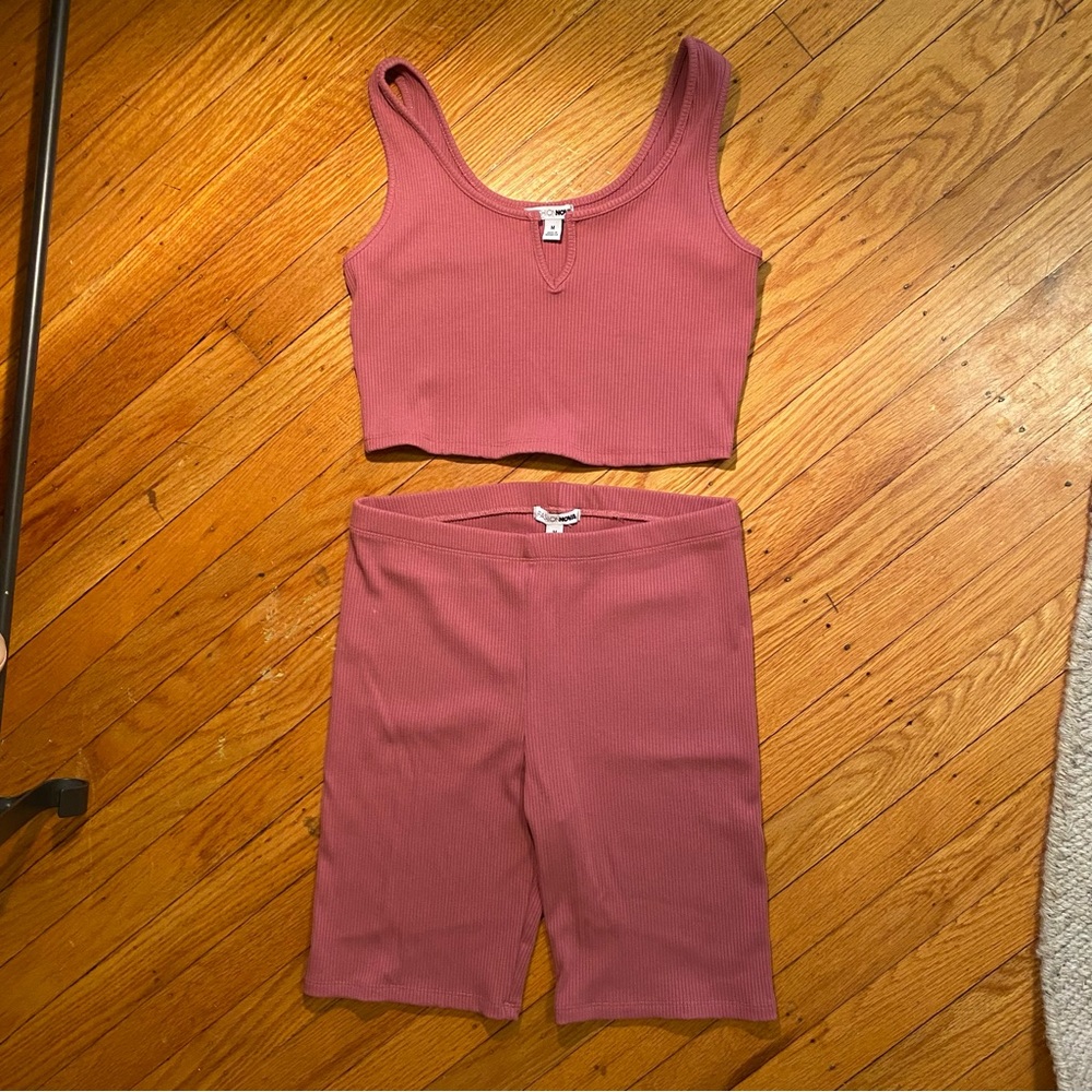 Pink Ribbed Set